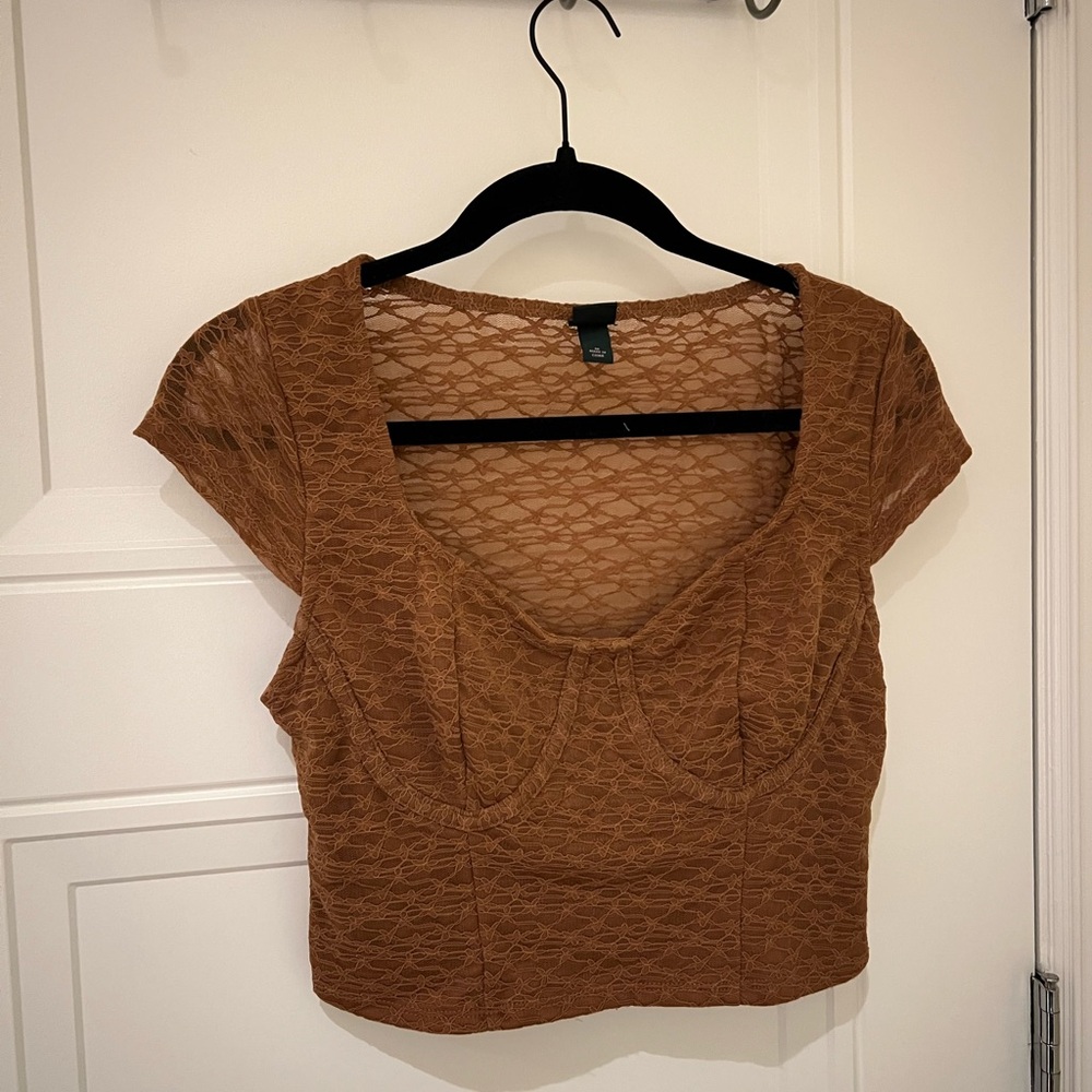 Brown Lace Crop Top
